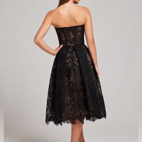 NWOT Nadine Merabi black/nude Olivia dress corseted embroidered lace - Picture 6 of 13